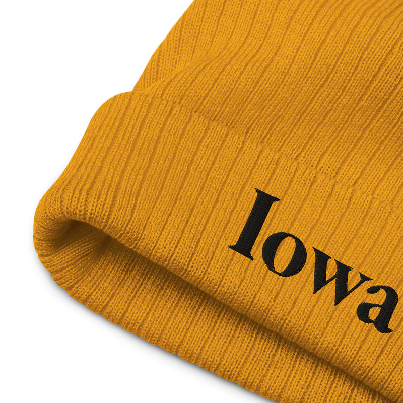 Iowa Mustard Ribbed Knit Beanie