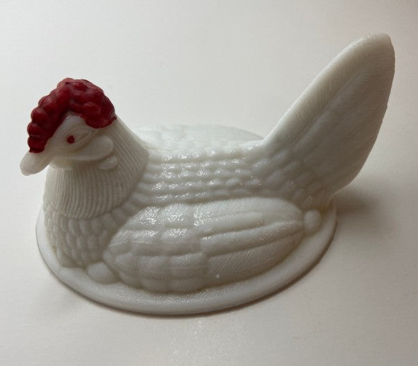 Rooster Covered Dish - Milk Glass - Top Lid Only